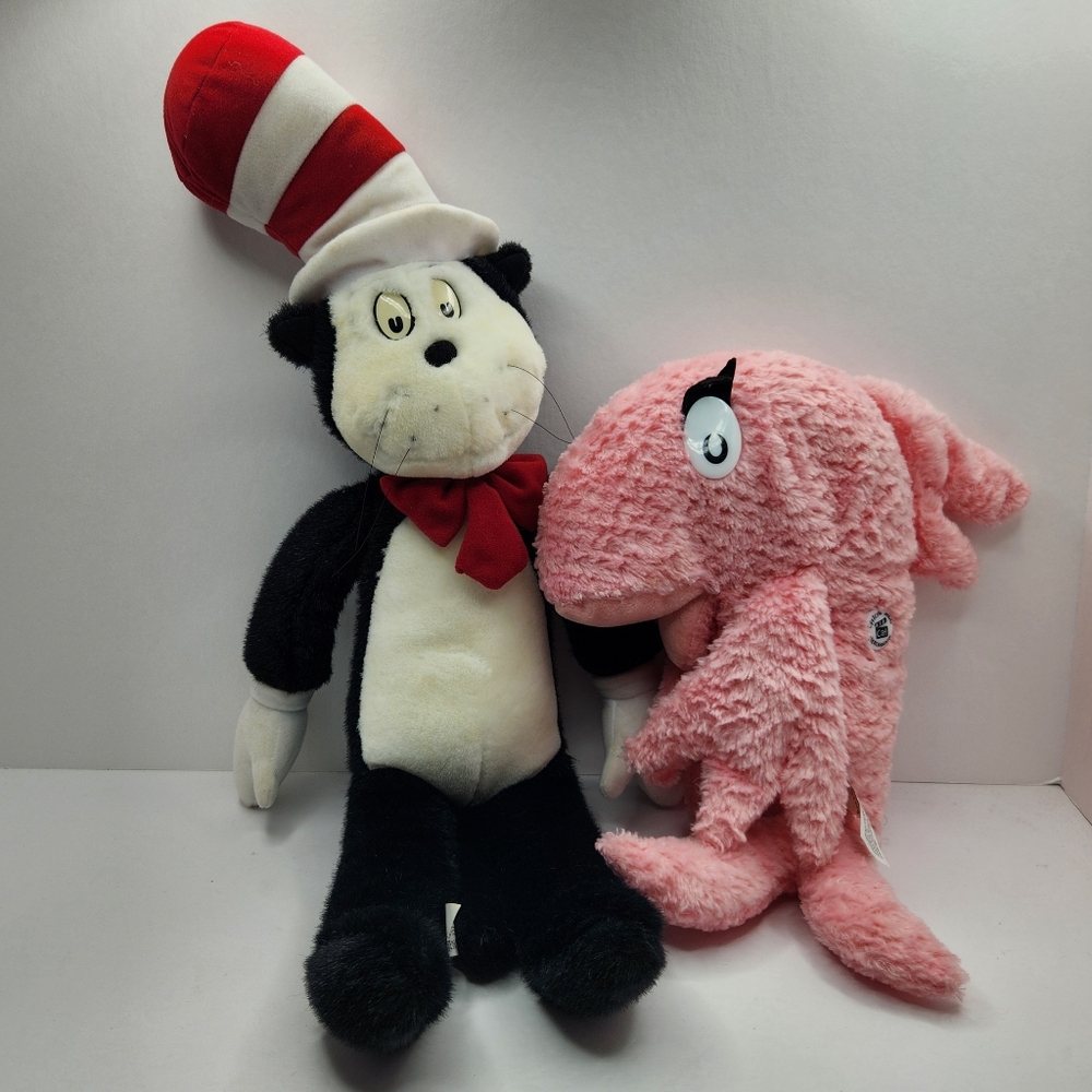 Dr. Seuss Cat in the Hat & pink Fish Plush toys